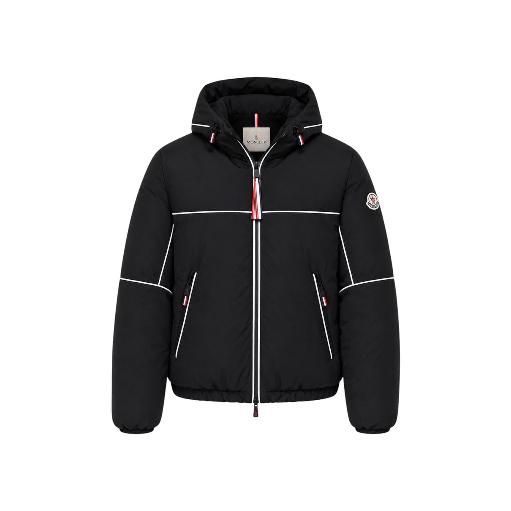Moncler Piping Trim Short Down Jacket - Black/White