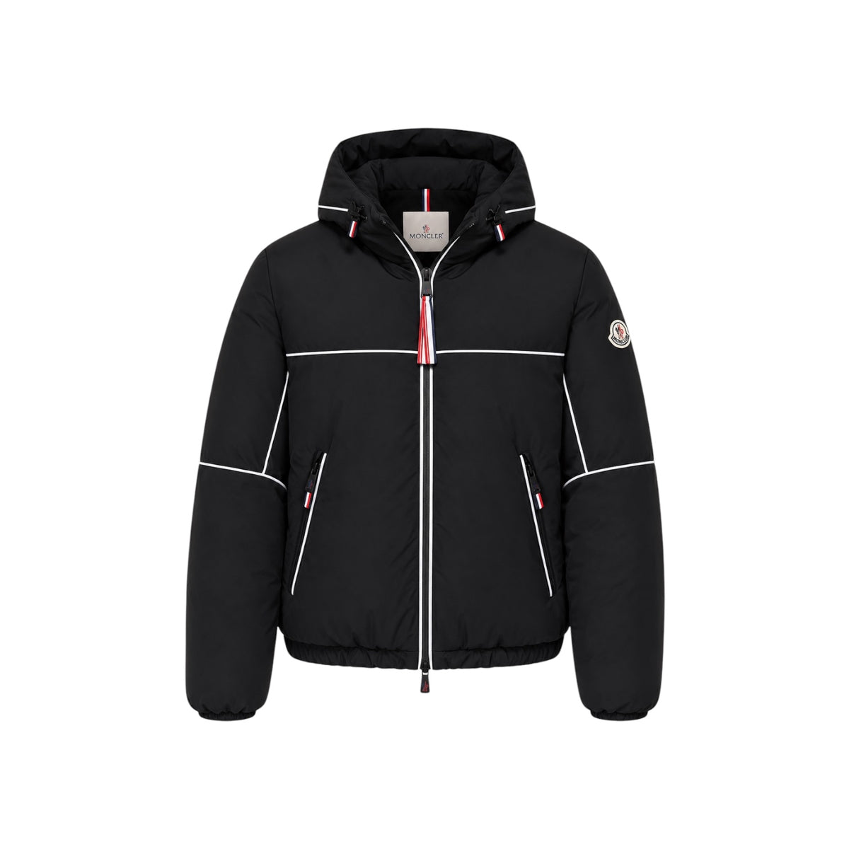 Moncler Piping Trim Short Down Jacket - Black/White