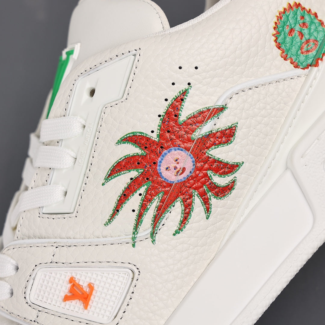 LV Trainer Sneaker 'Yayoi Kusama White Embroidered Faces'