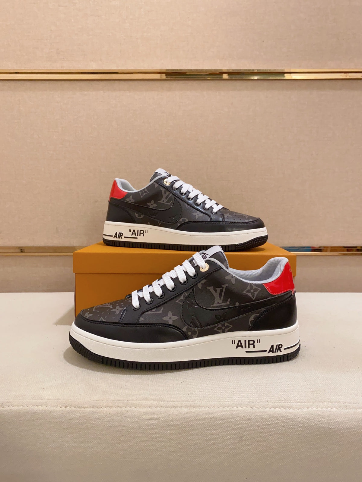 LV x Nike Air Force 1 Low 'Monogram Black Red'