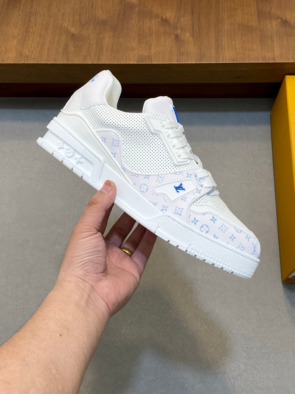 LV Trainer Sneaker 'Monogram Perforated White Blue'