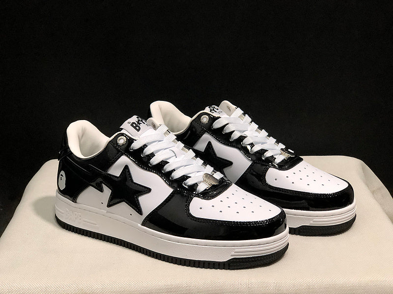 Bapesta Low 'Patent Leather Black White'
