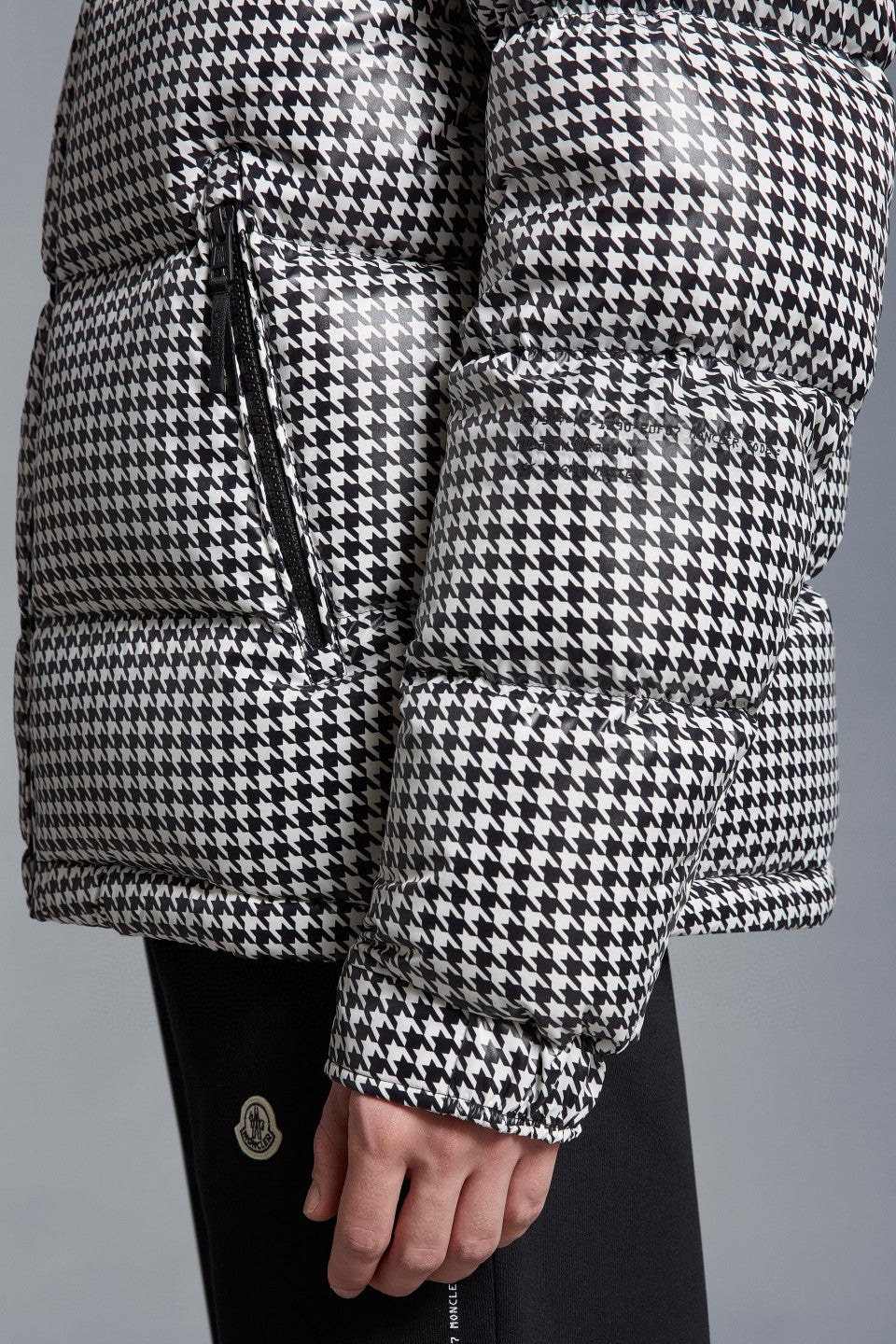 Moncler Houndstooth Hooded Down Jacket