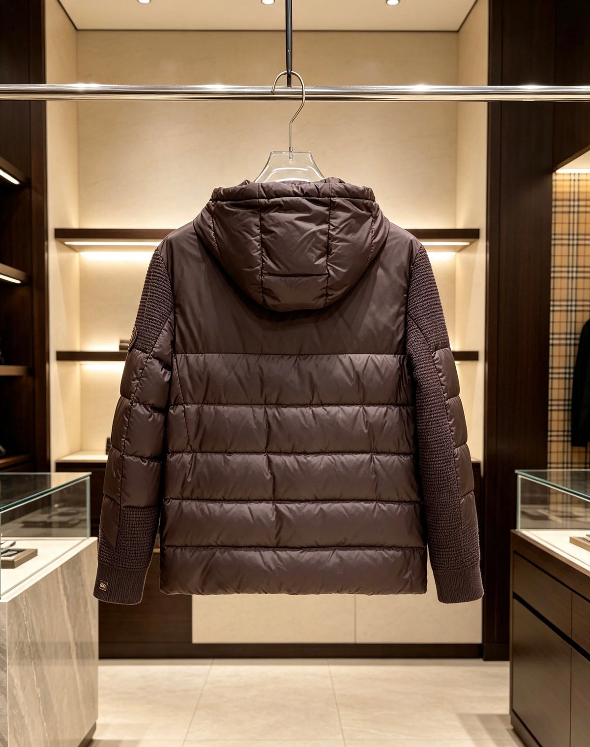 Moncler Wool & Down Hybrid Jacket - Dark Brown