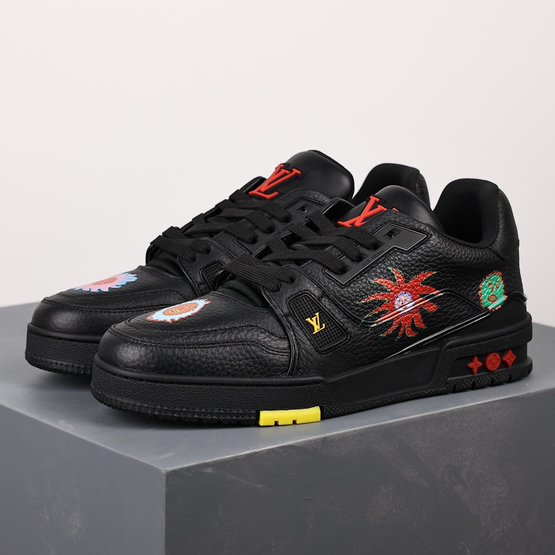 LV Trainer Sneaker 'Yayoi Kusama Black Embroidered Faces'