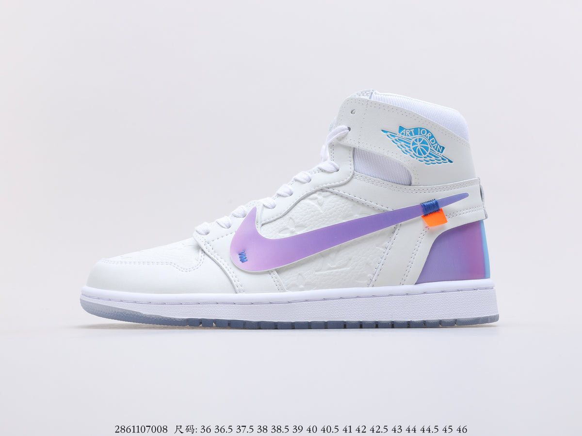 LV x Nike AJ1 High 'Iridescent Purple'