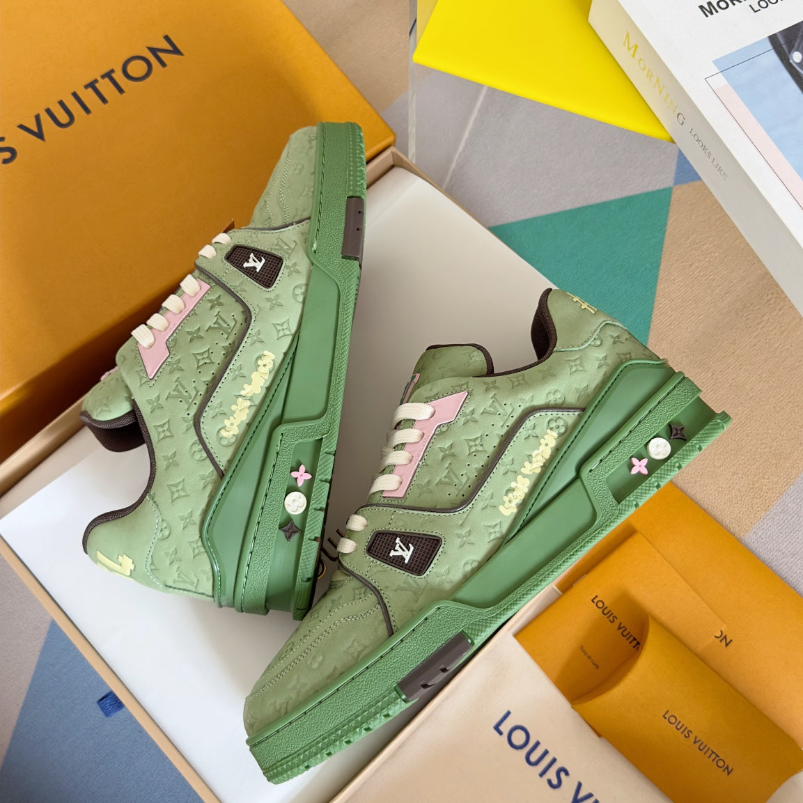 LV Trainer Sneaker 'Monogram Embossed Light Green'