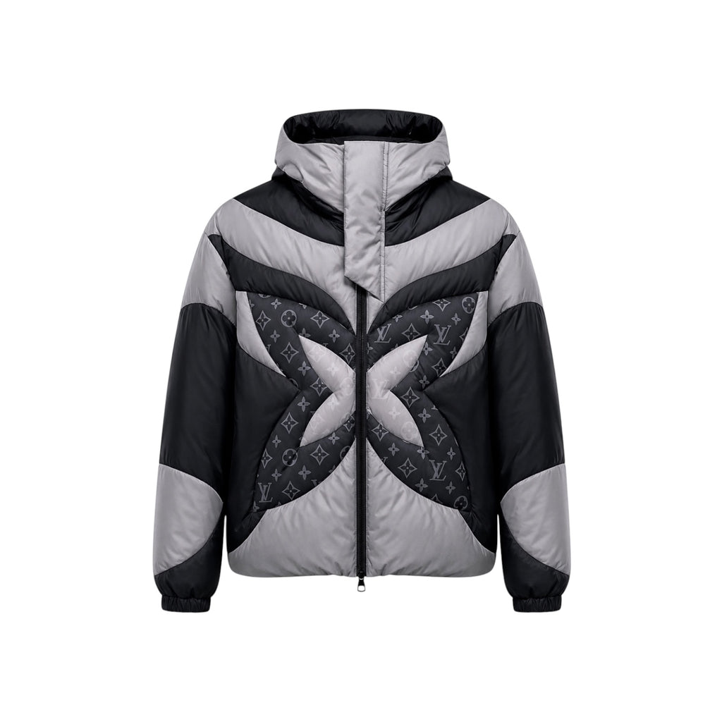 Louis Vuitton Patchwork Butterfly Puffer Jacket Black & Grey