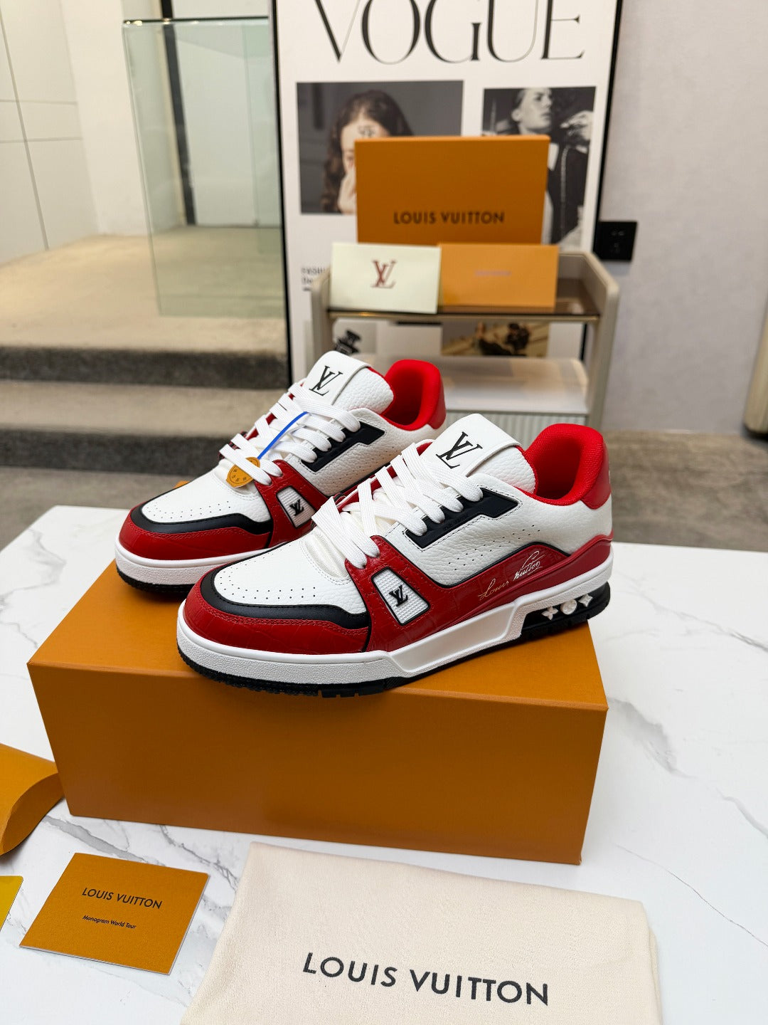 LV Trainer Sneaker 'White Red Black'