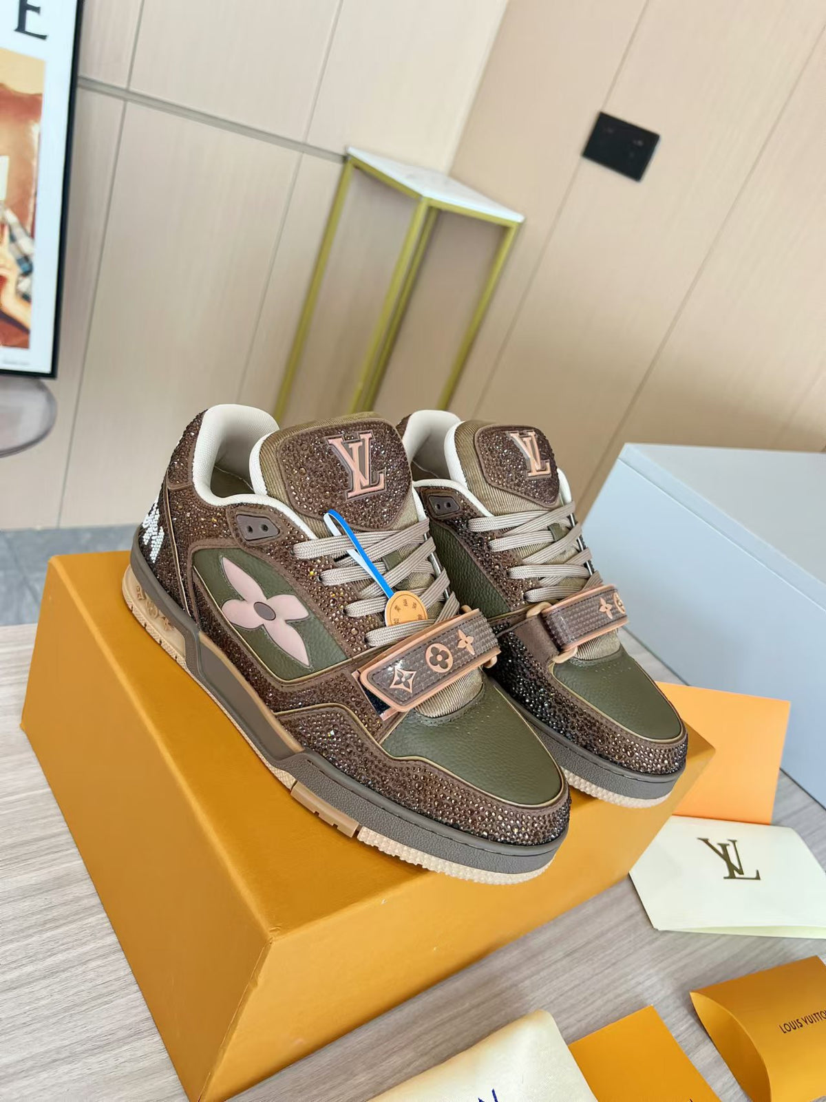 LV Trainer Strap Sneaker 'Strass Brown Olive'