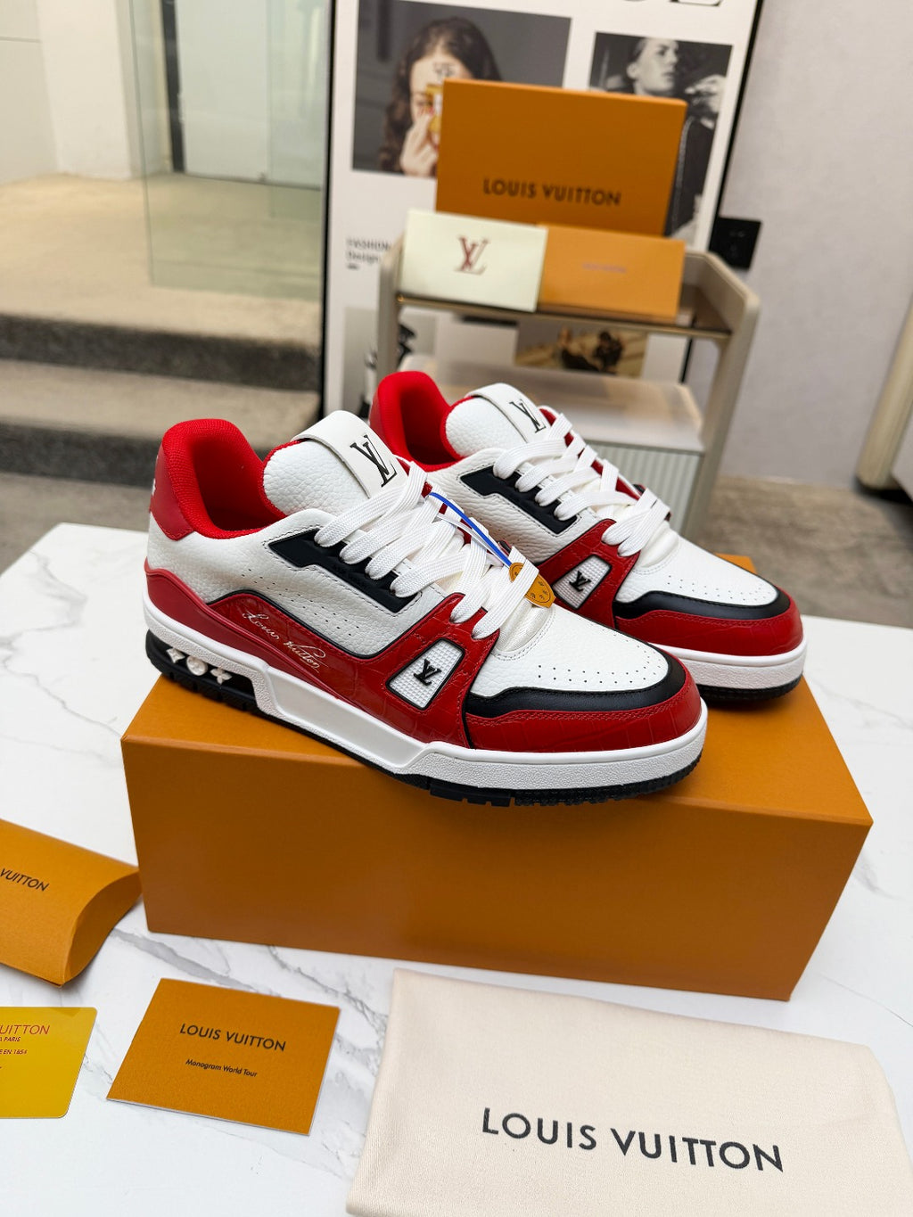 LV Trainer Sneaker 'White Red Black'