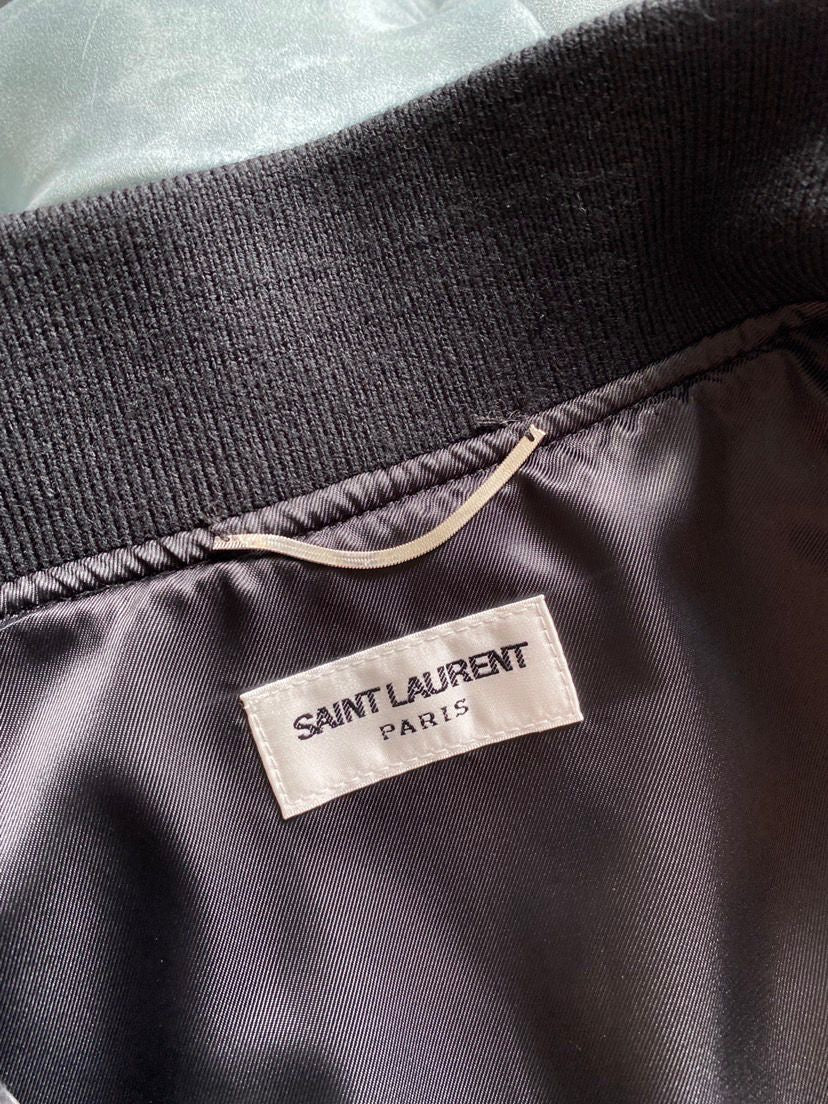 Saint Laurent Teddy Varsity Jacket Black