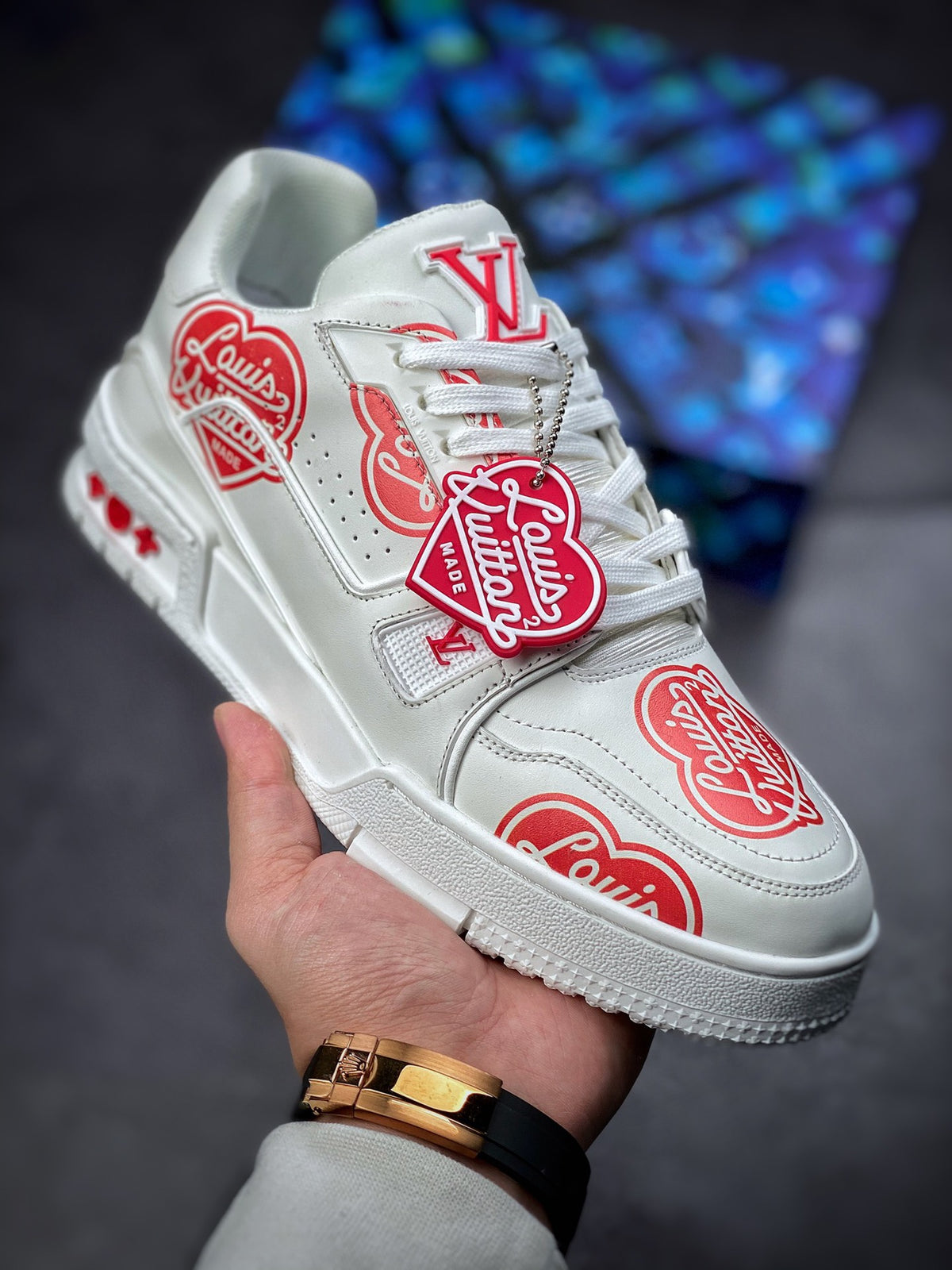 LV Trainer Sneaker 'LV Made Heart White Red'
