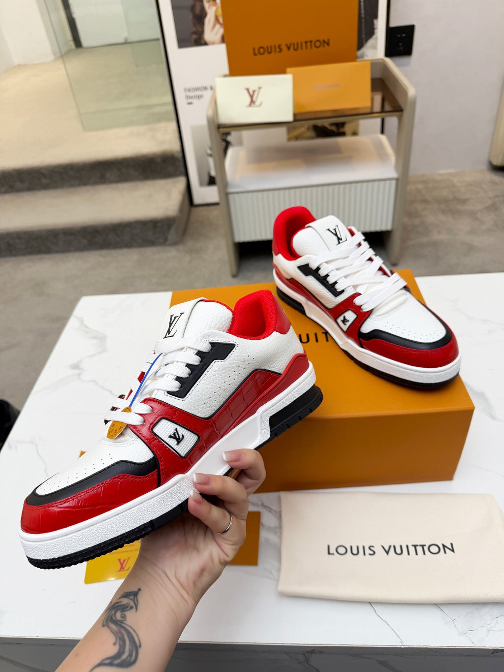 LV Trainer Sneaker 'White Red Black'