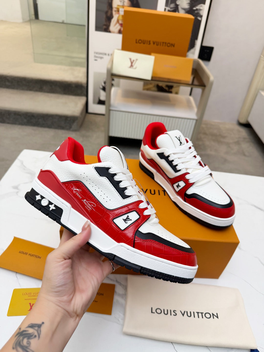 LV Trainer Sneaker 'White Red Black'