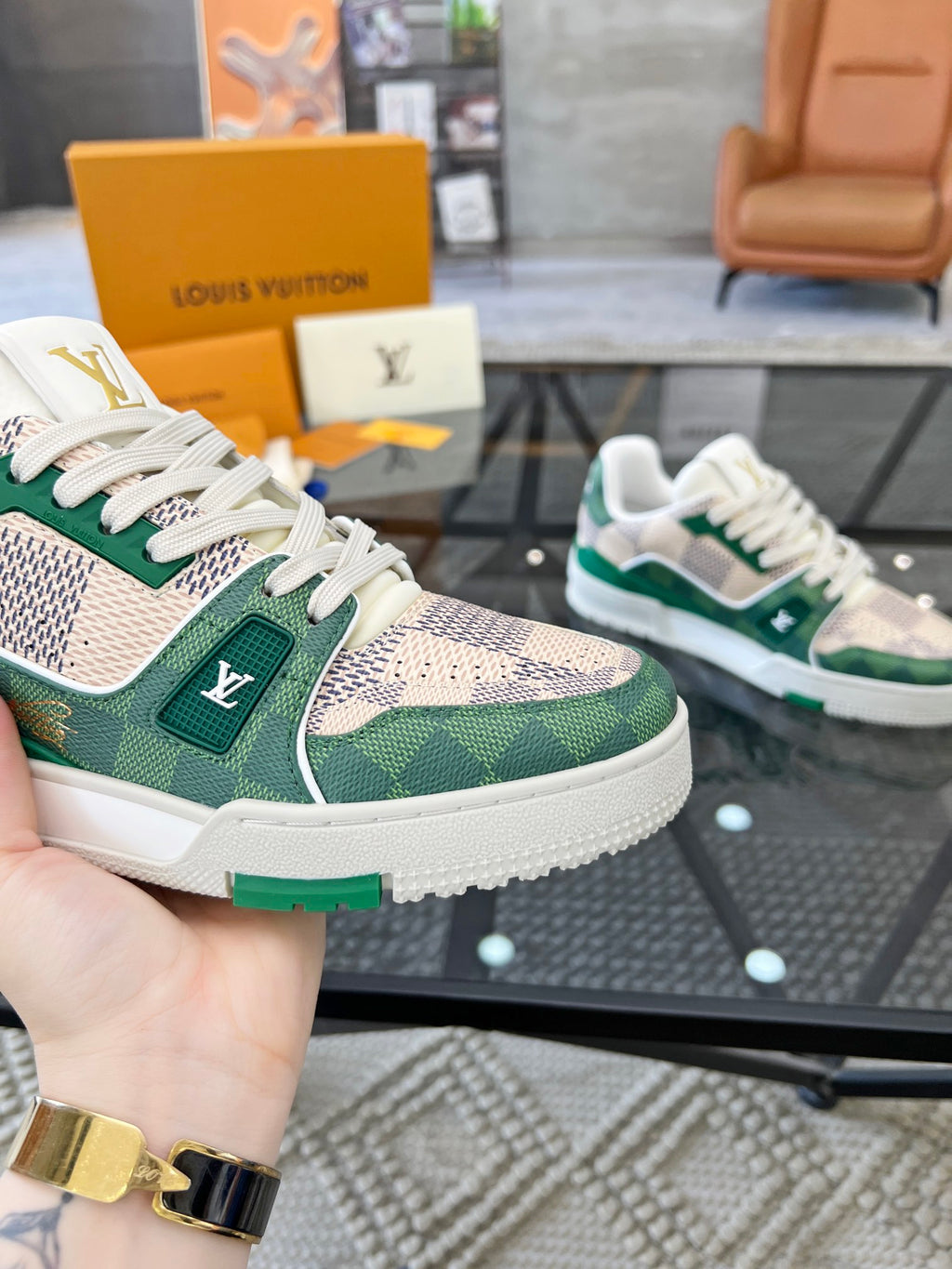 LV Trainer Sneaker 'Damier Pop Green'